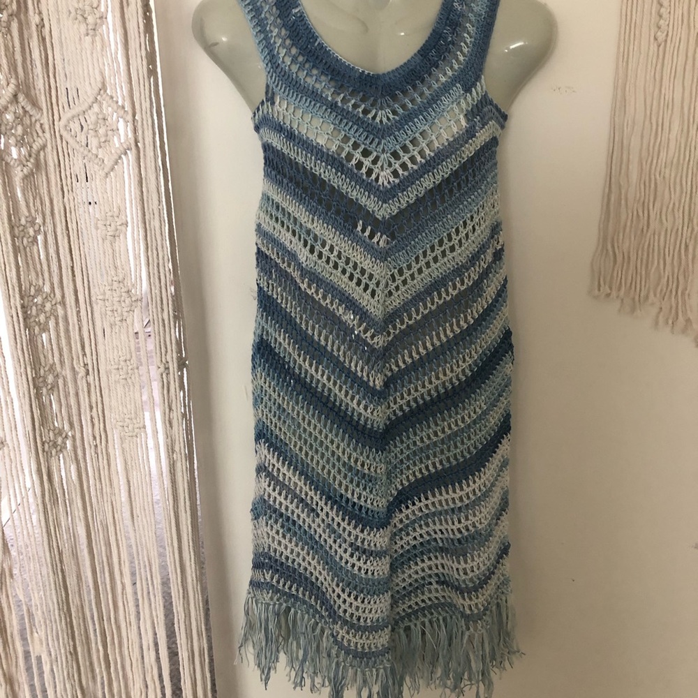 Blue and White Crochet Dress